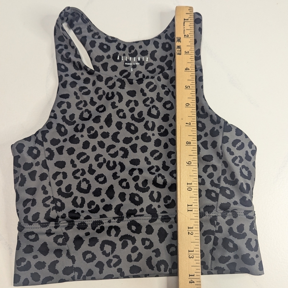 AllFenix Sports Bra Womens Small Taupe Black Leopard Racerback Pullover Bralette - Picture 4 of 6